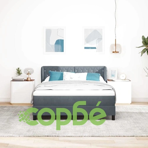Легло Box Spring с матрак тъмно сиво кадифе 140x200 см ➤ топ цена ➤ sorbe.bg