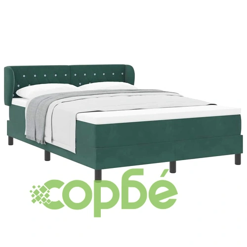 Легло Box Spring с матрак тъмнозелено 140x200 см кадифе ➤ топ цена ➤ sorbe.bg