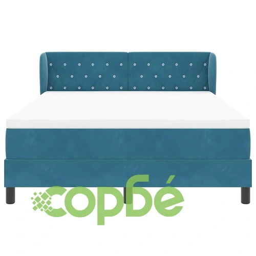 Box Spring легло с матрак тъмно синьо 140x200 см кадифе ➤ топ цена ➤ sorbe.bg