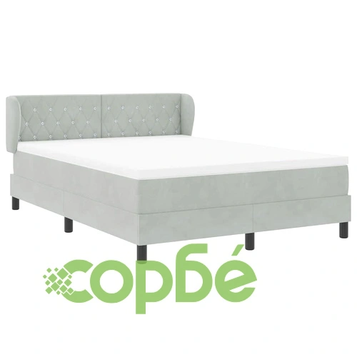 Легло Box Spring с матрак светлосиво 160x200 см кадифе ➤ топ цена ➤ sorbe.bg