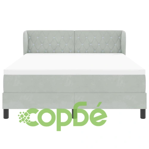 Легло Box Spring с матрак светлосиво 160x200 см кадифе ➤ топ цена ➤ sorbe.bg