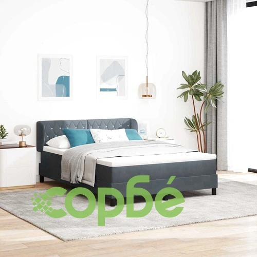 Легло тип Box Spring с матрак тъмно сиво 160x200 см кадифе ➤ топ цена ➤ sorbe.bg