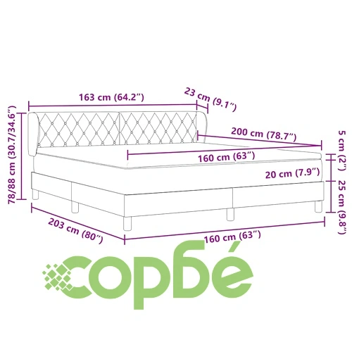 Легло тип Box Spring с матрак тъмно зелено 160x200 см кадифе ➤ топ цена ➤ sorbe.bg