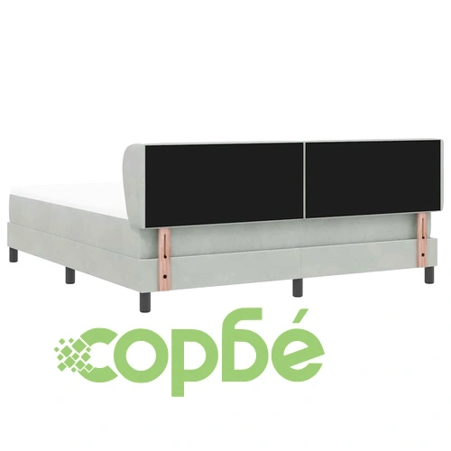 Легло тип Box Spring с матрак светлосиво 180x200 см кадифе ➤ топ цена ➤ sorbe.bg