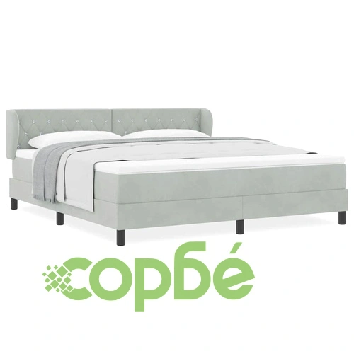 Легло тип Box Spring с матрак светлосиво 180x200 см кадифе ➤ топ цена ➤ sorbe.bg