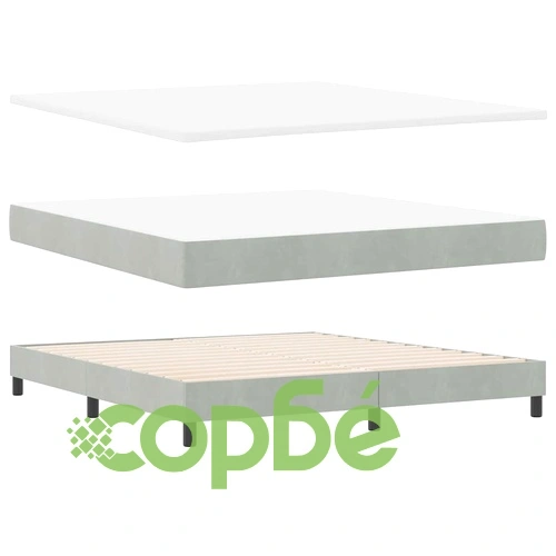 Легло тип Box Spring с матрак светлосиво 180x200 см кадифе ➤ топ цена ➤ sorbe.bg