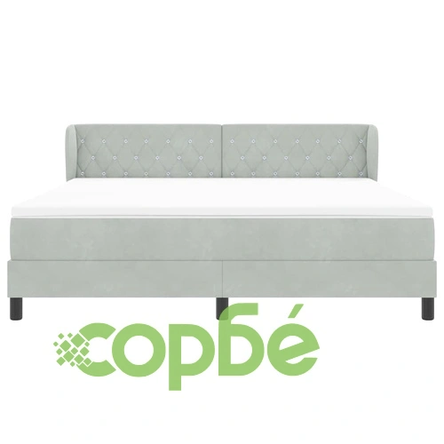 Легло тип Box Spring с матрак светлосиво 180x200 см кадифе ➤ топ цена ➤ sorbe.bg