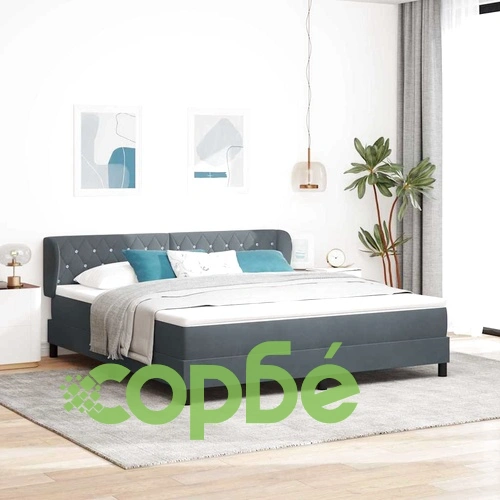 Легло Box Spring с матрак тъмно сиво 180x200 см кадифе ➤ топ цена ➤ sorbe.bg
