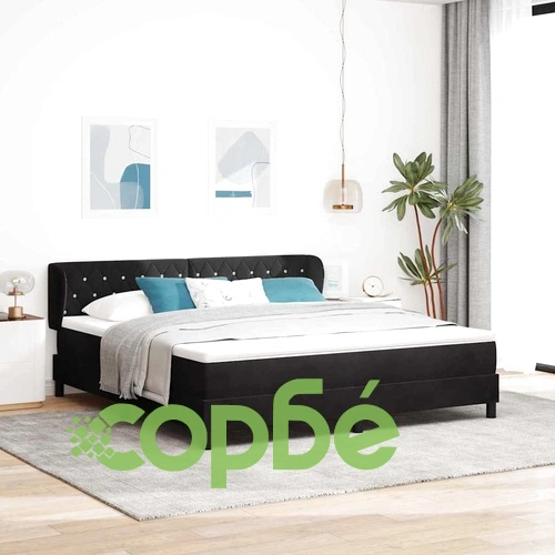 Легло Box Spring с матрак черно 180x200 см кадифе ➤ топ цена ➤ sorbe.bg
