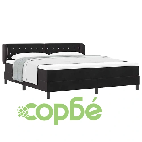 Легло Box Spring с матрак черно 180x200 см кадифе ➤ топ цена ➤ sorbe.bg
