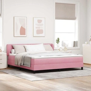 Легло тип Box Spring с матрак розово 180x200 см кадифе