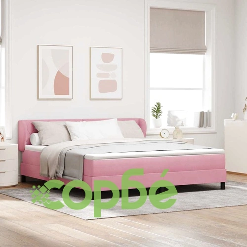 Легло тип Box Spring с матрак розово 180x200 см кадифе ➤ топ цена ➤ sorbe.bg
