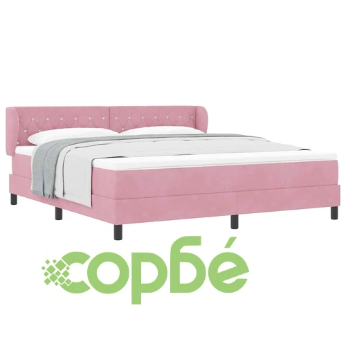 Легло тип Box Spring с матрак розово 180x200 см кадифе ➤ топ цена ➤ sorbe.bg