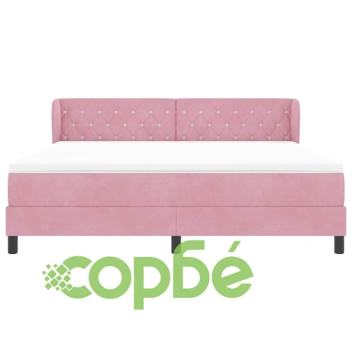 Легло тип Box Spring с матрак розово 180x200 см кадифе ➤ топ цена ➤ sorbe.bg