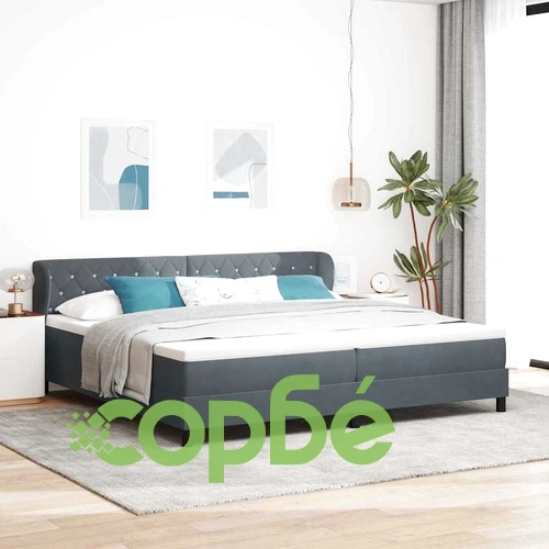 Box Spring легло с матрак тъмно сиво 200x200 см кадифе ➤ топ цена ➤ sorbe.bg