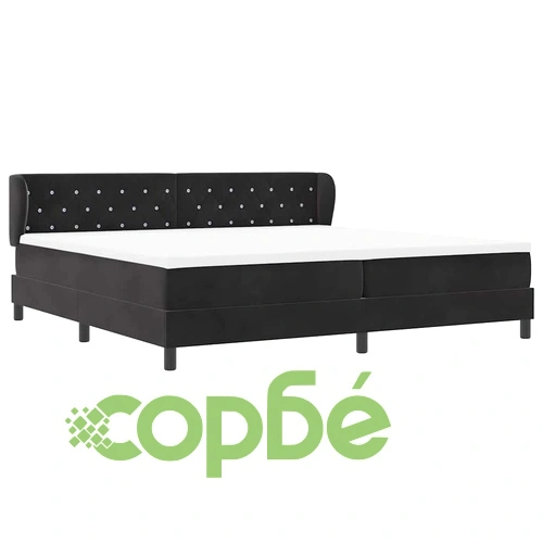 Легло Box Spring с матрак черно 200x200 см кадифе с регулируема табла ➤ топ цена ➤ sorbe.bg