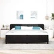 Легло Box Spring с матрак черно 200x200 см кадифе с регулируема табла
