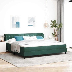 Легло Box Spring с матрак тъмнозелено 200x200 см кадифе