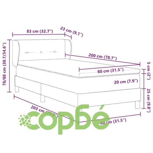Легло тип Box Spring с матрак 80x200 см, черно кадифе ➤ топ цена ➤ sorbe.bg