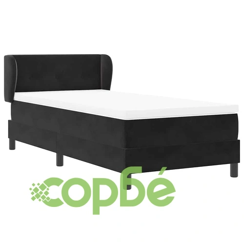 Легло тип Box Spring с матрак 80x200 см, черно кадифе ➤ топ цена ➤ sorbe.bg