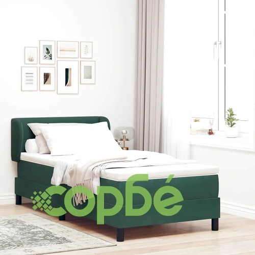Легло тип Box Spring с матрак тъмно зелено 90x190 см кадифе ➤ топ цена ➤ sorbe.bg