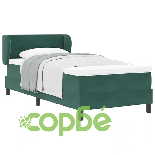 Легло тип Box Spring с матрак тъмно зелено 90x190 см кадифе ➤ топ цена ➤ sorbe.bg