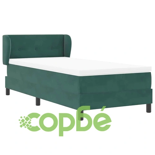 Легло тип Box Spring с матрак тъмно зелено 90x190 см кадифе ➤ топ цена ➤ sorbe.bg