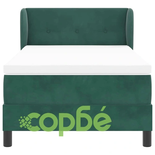Легло тип Box Spring с матрак тъмно зелено 90x190 см кадифе ➤ топ цена ➤ sorbe.bg