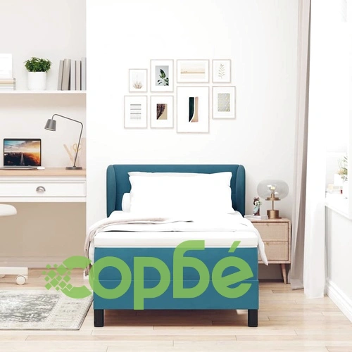 Легло Box Spring с матрак тъмно синьо 90x190 см кадифе ➤ топ цена ➤ sorbe.bg