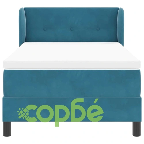 Легло Box Spring с матрак тъмно синьо 90x190 см кадифе ➤ топ цена ➤ sorbe.bg