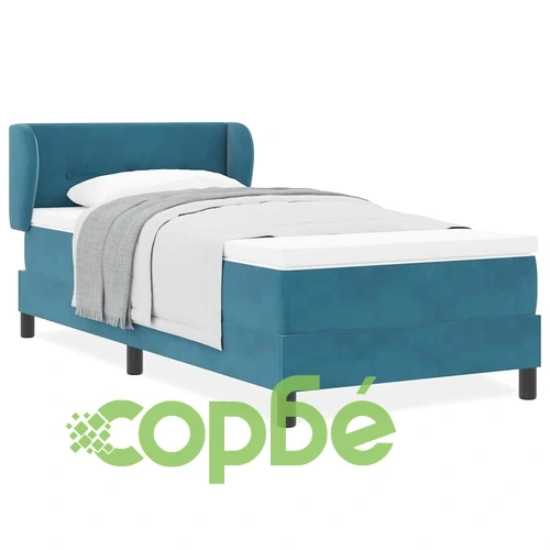 Легло Box Spring с матрак тъмно синьо 90x200 см кадифе ➤ топ цена ➤ sorbe.bg
