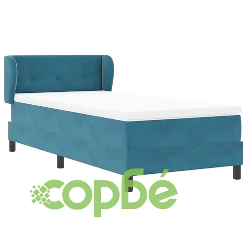 Легло Box Spring с матрак тъмно синьо 90x200 см кадифе ➤ топ цена ➤ sorbe.bg