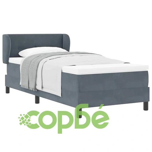 Box Spring легло с матрак тъмно сиво 100x200 см кадифе ➤ топ цена ➤ sorbe.bg