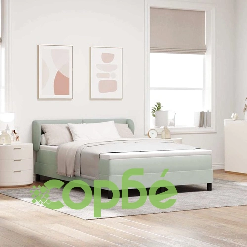 Легло Box Spring с матрак светлосиво 140x190 см кадифе ➤ топ цена ➤ sorbe.bg