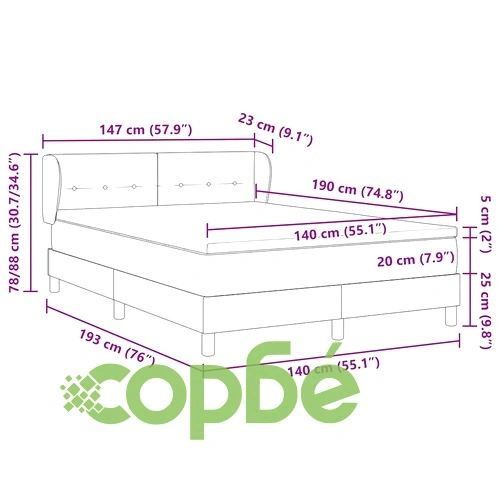 Легло Box Spring с матрак светлосиво 140x190 см кадифе ➤ топ цена ➤ sorbe.bg
