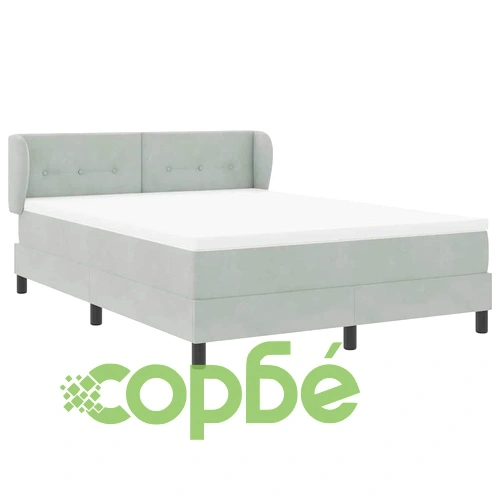 Легло Box Spring с матрак светлосиво 140x190 см кадифе ➤ топ цена ➤ sorbe.bg