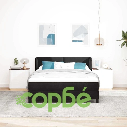 Легло Box Spring с матрак черно 140x190 см кадифе ➤ топ цена ➤ sorbe.bg
