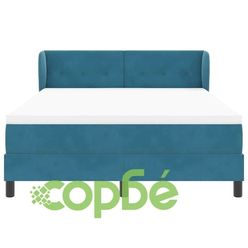 Легло Box Spring с матрак тъмносиньо 140x190 см кадифе ➤ топ цена ➤ sorbe.bg