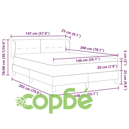 Легло Box Spring с матрак светлосиво 140x200 см кадифе ➤ топ цена ➤ sorbe.bg