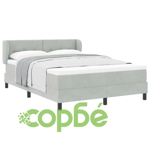 Легло Box Spring с матрак светлосиво 140x200 см кадифе ➤ топ цена ➤ sorbe.bg