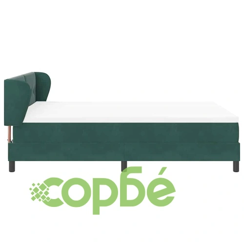Легло тип Box Spring с матрак 160x200 см, тъмно зелено кадифе ➤ топ цена ➤ sorbe.bg