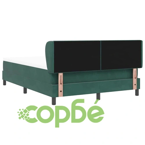 Легло тип Box Spring с матрак 160x200 см, тъмно зелено кадифе ➤ топ цена ➤ sorbe.bg