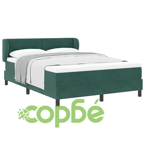 Легло тип Box Spring с матрак 160x200 см, тъмно зелено кадифе ➤ топ цена ➤ sorbe.bg