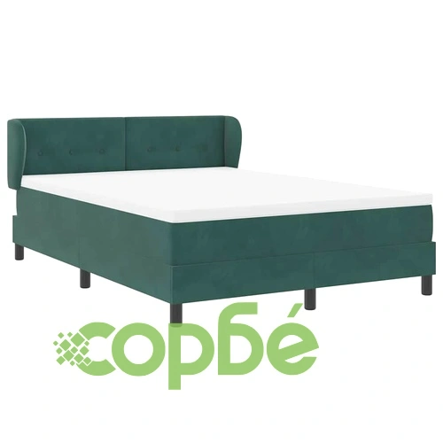 Легло тип Box Spring с матрак 160x200 см, тъмно зелено кадифе ➤ топ цена ➤ sorbe.bg