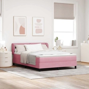 Легло Box Spring с матрак розово 160x200 см кадифе