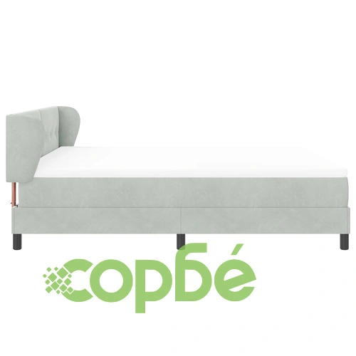 Луксозно легло с матрак от кадифе в светлосиво, 180x200 см ➤ топ цена ➤ sorbe.bg