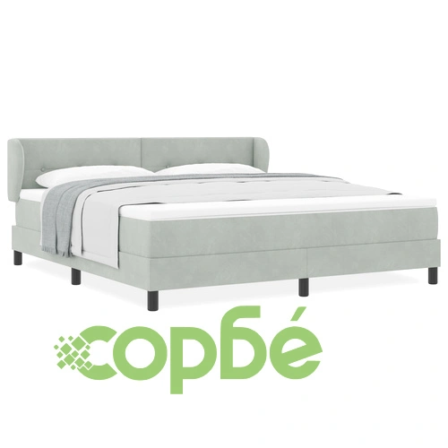 Луксозно легло с матрак от кадифе в светлосиво, 180x200 см ➤ топ цена ➤ sorbe.bg