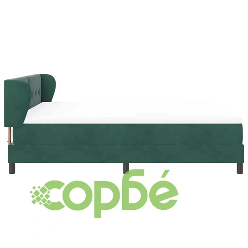 Легло тип Box Spring с матрак тъмнозелено 180x200 см кадифе ➤ топ цена ➤ sorbe.bg