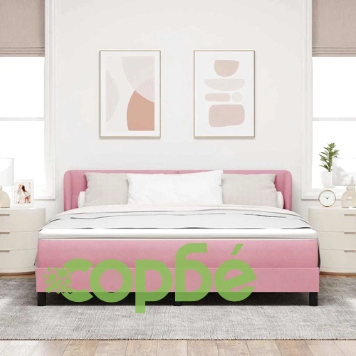 Легло тип Box Spring с матрак розово 180x200 см кадифе ➤ топ цена ➤ sorbe.bg