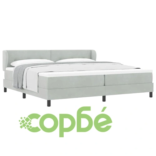 Легло тип Box Spring с матрак светлосиво 200x200 см кадифе ➤ топ цена ➤ sorbe.bg